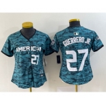 Women's Toronto Blue Jays #27 Vladimir Guerrero Jr Number Teal 2023 All Star Cool Base Stitched Jersey