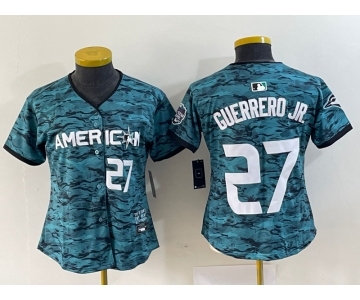 Women's Toronto Blue Jays #27 Vladimir Guerrero Jr Number Teal 2023 All Star Cool Base Stitched Jersey