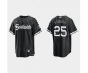 Youth Chicago White Sox #25 Andrew Vaughn 2021 City Connect Replica Black Jersey