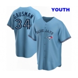 YOUTH TORONTO BLUE JAYS 34 #34 KEVIN GAUSMAN BLUE POWDER ALTERNATE JERSEY