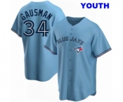 YOUTH TORONTO BLUE JAYS 34 #34 KEVIN GAUSMAN BLUE POWDER ALTERNATE JERSEY