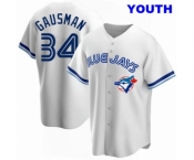 YOUTH TORONTO BLUE JAYS #34 KEVIN GAUSMAN WHITE HOME COOPERSTOWN COLLECTION JERSEY