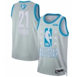 Men 2022 All Star #21 Joel Embiid Blue Eastern Conference Gray Eastern Conference Basketball Jersey