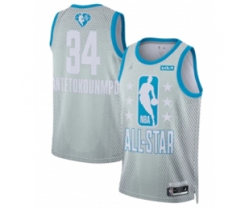 Men 2022 All Star #34 Giannis Antetokounmpo Gray Basketball Jersey