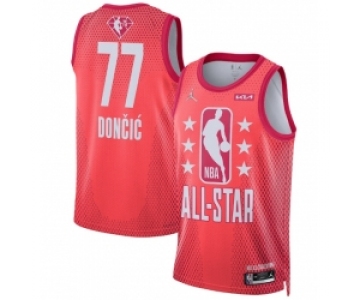 Men 2022 All Star 77 Luka Doncic Maroon Basketball Jersey