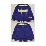 Men's Baltimore Ravens Purple Shorts (Run Small)