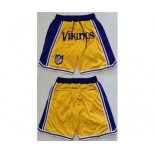 Men's Minnesota Vikings Yellow Just Don Swingman Throwback Shorts