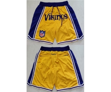 Men's Minnesota Vikings Yellow Just Don Swingman Throwback Shorts