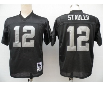 Oakland Raiders #12 Ken Stabler Black Throwback Jersey