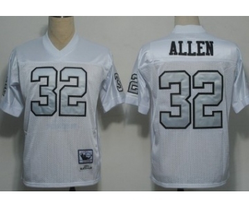 Oakland Raiders #32 Marcus Allen White With Silver Throwback Jersey