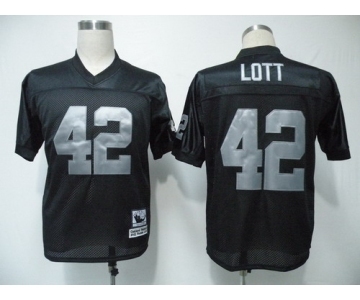 Oakland Raiders #42 Ronnie Lott Black Throwback Jersey