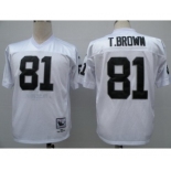 Oakland Raiders #81 Tim Brown White Throwback Jersey