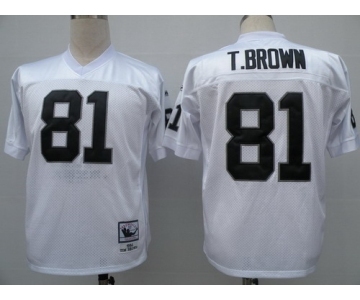 Oakland Raiders #81 Tim Brown White Throwback Jersey