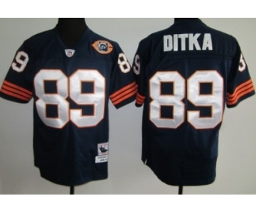 Chicago Bears #89 Mike Ditka Blue Throwback With Bear Patch Jersey