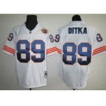 Chicago Bears #89 Mike Ditka White Throwback With Bear Patch Jersey