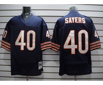 Mitchell & Ness Bears #40 Gale Sayers Blue With Small Number Stitched Throwback Football Jersey