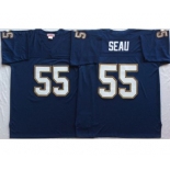 Mitchell And Ness 1994 Chargers #55 Junior Seau Navy Blue Throwback Stitched NFL Jersey