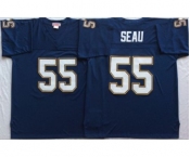 Mitchell And Ness 1994 Chargers #55 Junior Seau Navy Blue Throwback Stitched NFL Jersey