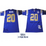 San Diego Chargers #20 Natrone Means Navy Blue Throwback Jersey