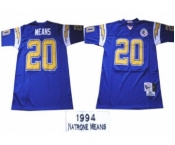 San Diego Chargers #20 Natrone Means Navy Blue Throwback Jersey