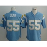 San Diego Chargers #55 Junior Seau Light Blue Throwback Jersey