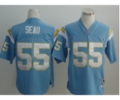 San Diego Chargers #55 Junior Seau Light Blue Throwback Jersey