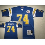 San Diego Chargers #74 Louie Kelcher Navy Blue Throwback Jersey