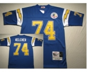 San Diego Chargers #74 Louie Kelcher Navy Blue Throwback Jersey