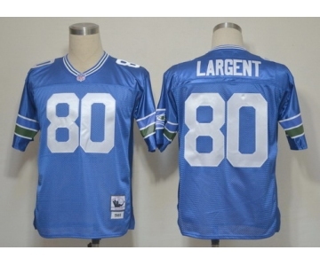 Seattle Seahawks #80 Steve Largent Blue Throwback Jersey