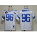 Seattle Seahawks #96 Cortez Kennedy Hall of Fame White Throwback Jersey