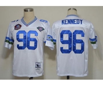 Seattle Seahawks #96 Cortez Kennedy Hall of Fame White Throwback Jersey