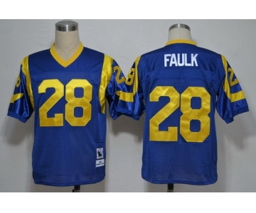 St. Louis Rams #28 Marshall Faulk Light Blue Throwback Jersey