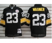 Pittsburgh Steelers #23 Mike Wagner Black Throwback Jersey