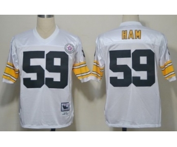 Pittsburgh Steelers #59 Jack Ham White Throwback Jersey