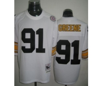 Pittsburgh Steelers #91 Kevin Greene White Throwback Jersey