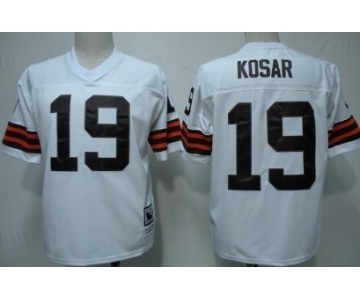 Cleveland Browns #19 Bernie Kosar White Short-Sleeved Throwback Jersey