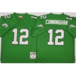 Men's Philadelphia Eagles #12 Randall Cunningham Kelly Green Throwback Football Stitched Jersey