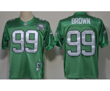 Philadelphia Eagles #99 Jerome Brown Light Green Throwback 99TH Jersey