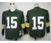 Green Bay Packers #15 Bart Starr Green Long-Sleeved Throwback Jersey