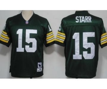 Green Bay Packers #15 Bart Starr Green Short-Sleeved Throwback Jersey