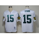 Green Bay Packers #15 Bart Starr White Short-Sleeved Throwback Jersey