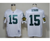 Green Bay Packers #15 Bart Starr White Short-Sleeved Throwback Jersey