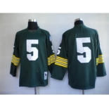 Green Bay Packers #5 Paul Hornung Green Long-Sleeved Throwback Jersey