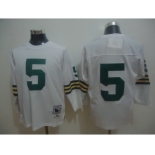 Green Bay Packers #5 Paul Hornung White Long-Sleeved Throwback Jersey