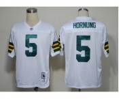 Green Bay Packers #5 Paul Hornung White Short-Sleeved Throwback Jersey