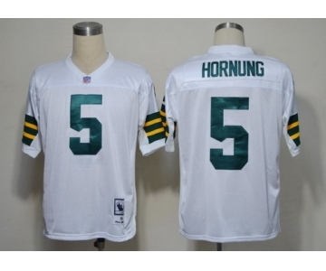 Green Bay Packers #5 Paul Hornung White Short-Sleeved Throwback Jersey