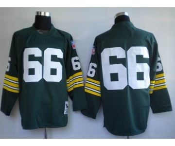 Green Bay Packers #66 Ray Nitschke Green Long-Sleeved Throwback Jersey