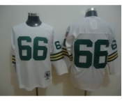 Green Bay Packers #66 Ray Nitschke White Long-Sleeved Throwback Jersey