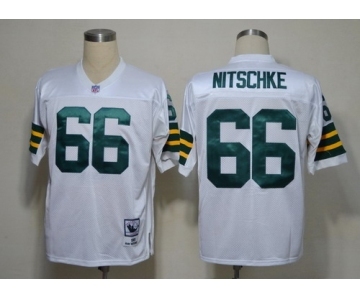 Green Bay Packers #66 Ray Nitschke White Short-Sleeved Throwback Jersey