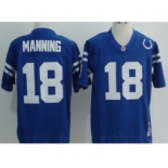 Indianapolis Colts #18 Peyton Manning Blue Short-Sleeved Throwback Jersey